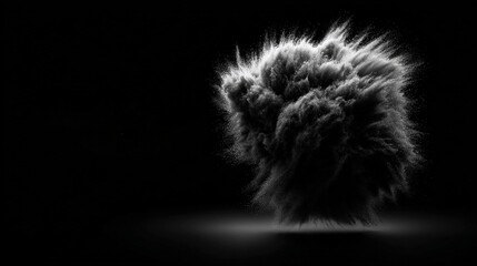 Abstract Black Smoke Explosion on Dark Background with Soft Texture