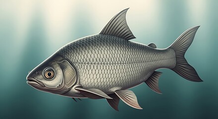 Fototapeta premium Detailed Illustration of a Fish.