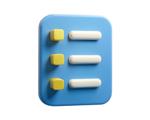 Three yellow cubes and three white cylinders on a blue board isolated on transparent background