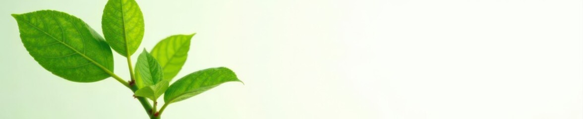 Fototapeta premium Close-up of a young tree, bright green leaves, pure white backdrop, white background, young tree