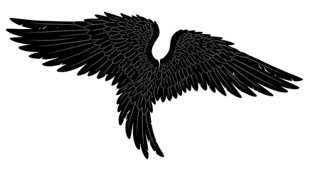 Obraz premium Detailed Black Angel Wings Silhouette Against a Clean White Background