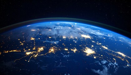 Obraz premium Earth at night, lights illuminating cities