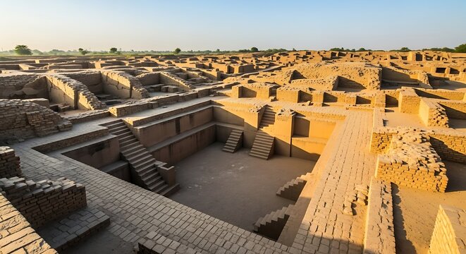 Ancient city ruins, sunlight, pathways
