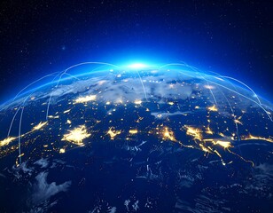 Global Network with Earth at Night.