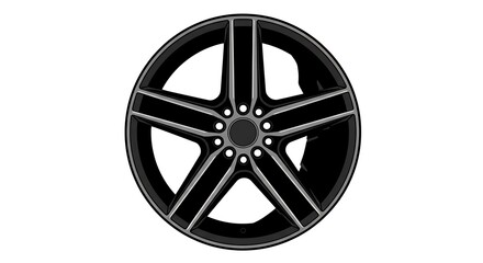 Obraz premium Detailed Vector Illustration of a Modern Five-Spoke Alloy Wheel Design