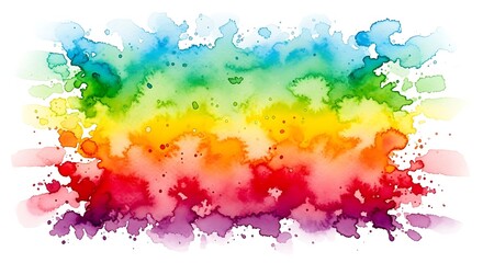 Watercolor rainbow spectrum spreading artfully across the canvas creating a vibrant artistic expression of diversity