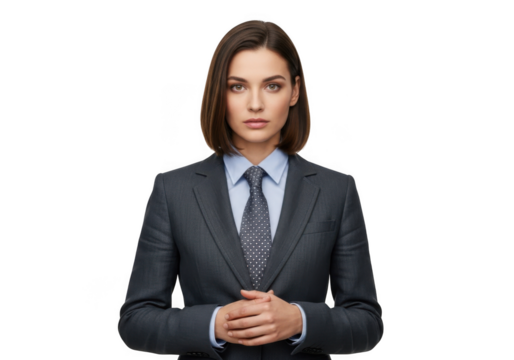 Professional businesswoman in suit portrait stock photo - female executive corporate image - isolated on transparent background