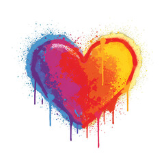 Colorful Spray Paint Heart Illustration on Black Background