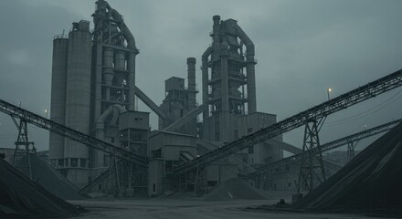 Obraz premium Industrial cement plant at dawn.