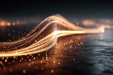 Glowing orange stream curves over dark surface