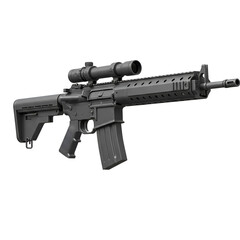 Isolated 3D Realistic Gun on White Background with Sniper Scope Detail