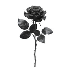Black rose with thorns and detailed leaves high resolution picture