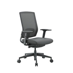 Isolated 3D Rendered Office Chair In Gray With Transparent Background