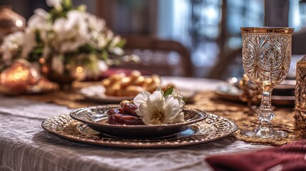 Naklejka premium Festive dining table setting