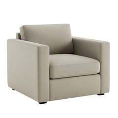 Isolated Beige Fabric Armchair on Transparent Background a 3d Illustration
