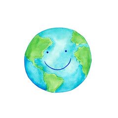 Happy Planet: A whimsical illustration depicts planet earth as a joyful character, radiating positivity and inviting viewers to embrace a hopeful outlook towards our shared home.