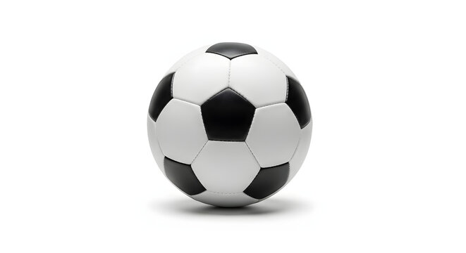 Classic Black and White Soccer Ball on White Background for Sport and Play