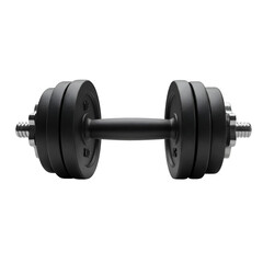 Naklejka premium Isolated Black Dumbbell On Transparent Background For Workout Fitness