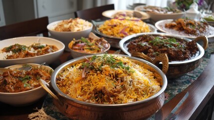 Diverse Indian food spread