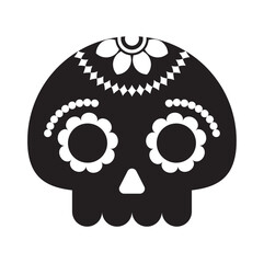 Black Sugar Skull Vector Icon