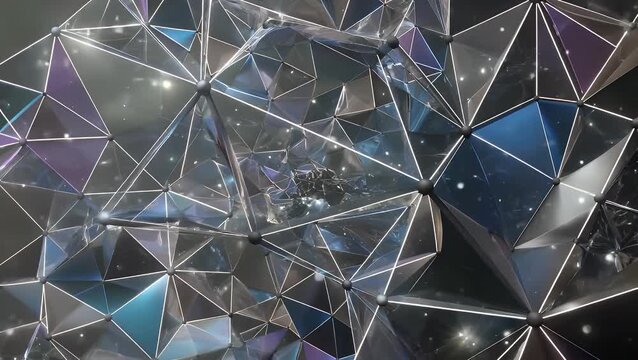 seamless loop abstract digital 4k background with polygonal plexus structures moving triangles connecting points fractal animations perfect futuristic technology AI blockchain modern design