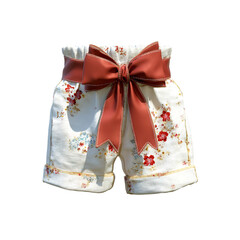 Adorable Floral Shorts with Red Bow for Girls - Summer Fashion