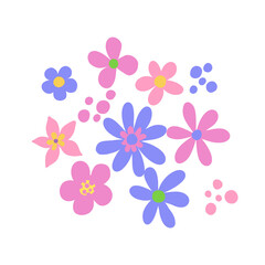 Floral composition with flowers, digital illustration. Perfectly for printing, sublimation design.