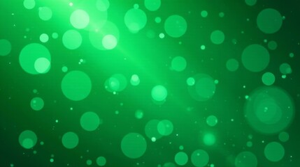 Abstract Green Bokeh Background with Glowing Circular Lights and Soft Focus for Design Projects
