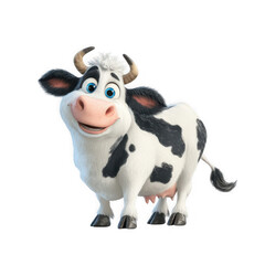 Cute cartoon cow isolated on transparent background