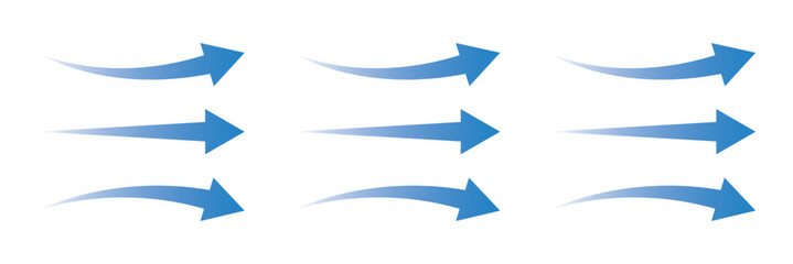 Wind Airflow icon set in modern vector style, representing ventilation, fresh breeze, weather, climate, energy, eco concept, environment, circulation, natural flow, and clean air Variety design.  EPS 