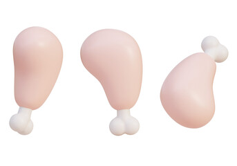 cartoon style chicken leg 3D Icon Graphic
