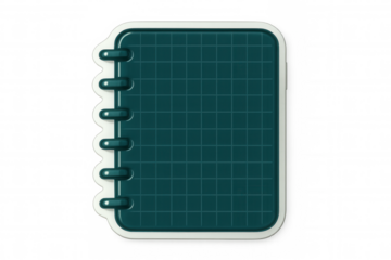 Closed spiral notebook with squared pages isolated on transparent background, ideal for education and office related designs