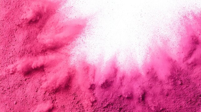 Vibrant pink powder explosion creating a dynamic background with soft textures and gradients