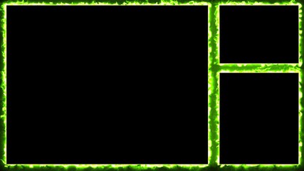 Live streaming Frame - animated fiery green neon overlay frame for live streaming and gaming templates