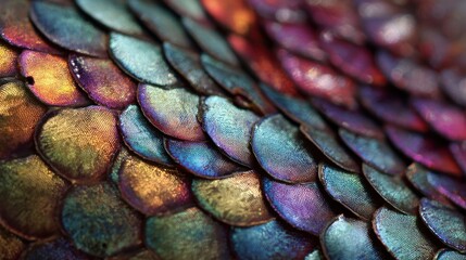 Close-up view of colorful overlapping scales