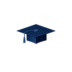 Minimalistic blue graduation cap symbolizing academic achievement and success on dark background