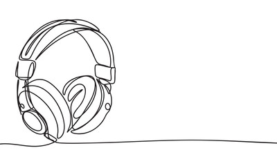 Headphones in continuous line art.