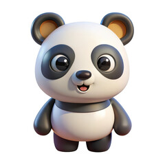 Naklejka premium Adorable cartoon panda character design with big eyes and friendly expression png transparent background