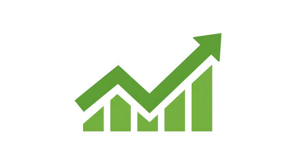 Green Arrow Upward Graph Stock Market Growth, Business Profit and Financial Success Concept isolated on transparent background Remove png, Clipping Path, pen tool