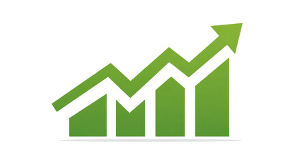 Green Arrow Upward Graph Stock Market Growth, Business Profit and Financial Success Concept isolated on transparent background Remove png, Clipping Path, pen tool