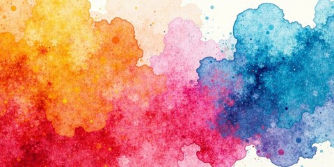Vibrant Hues Abstract Watercolor Painting A Symphony of Colors in a Fluid, Organic Composition with Textured Splashes and Blends of Red, Orange, Pink, and Blue