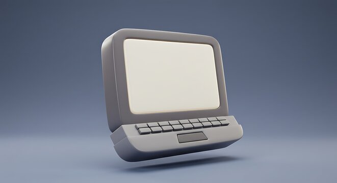 Stylized Gray Laptop Floating Against a Blue-Gray Background, Modern Design