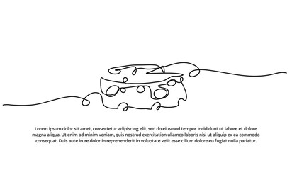 One line of cheese. Abstract minimal continuous line.