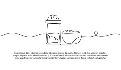 One line of black pepper powder. Abstract minimal continuous line.