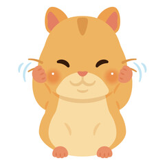 毛繕いをするハムスターイラスト
