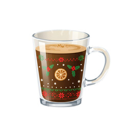 Festive Christmas Mug with Orange Slice and Holiday Decor on Transparent Background Illustration