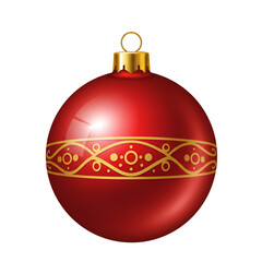 Festive Red Christmas Ornament Illustration on Transparent Background