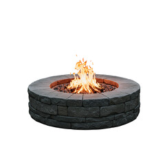 Isolated Photo Realistic Fire Pit with Burning Flames and Transparent Background