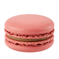 Isolated Pink Macaron Dessert with Delicious Cream Filling in Transparent Background