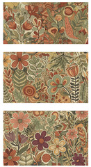 Floral Illustration Seamless Pattern in Earthy Tones Isolated Background